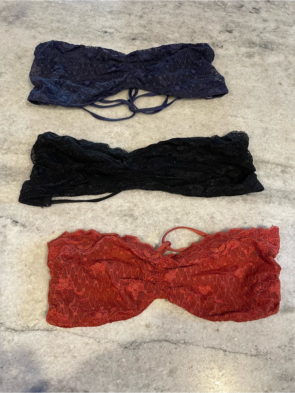 Free People Lace Bandeau bundle of 3 strapless bras